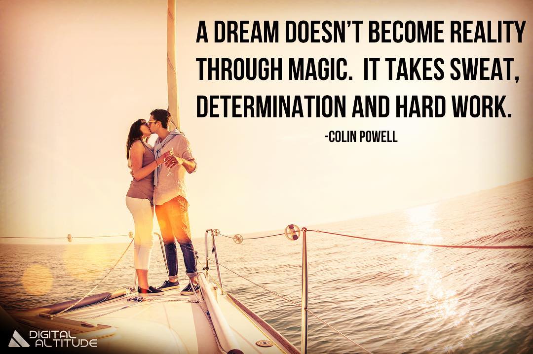 A dream doesn't become reality through magic. It takes sweat, determination and hard work. - Colin Powell
